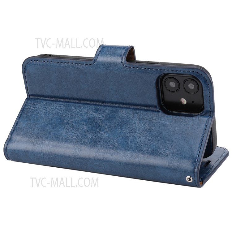 Crazy Horse Skin Unique Leather Case Cover for iPhone 12 mini - Blue-5