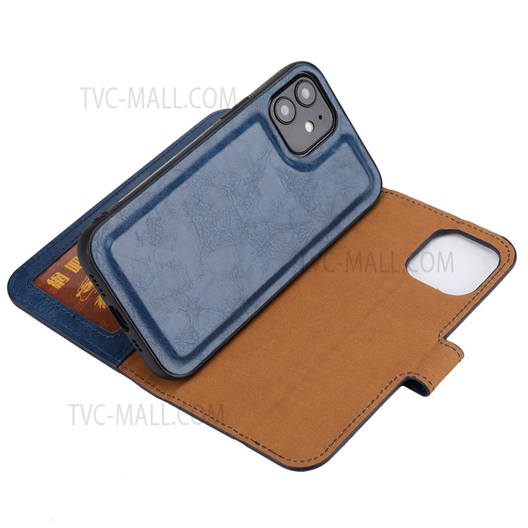 Crazy Horse Skin Unique Leather Case Cover for iPhone 12 mini - Blue-6