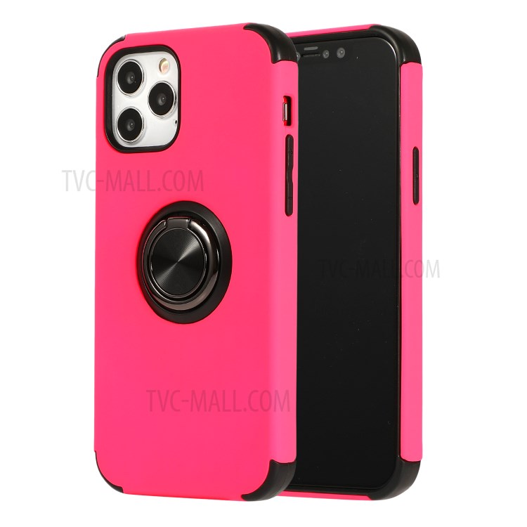 Finger Ring Kickstand Shell TPU + PC Hybrid Cover for iPhone 12 mini - Rose-1