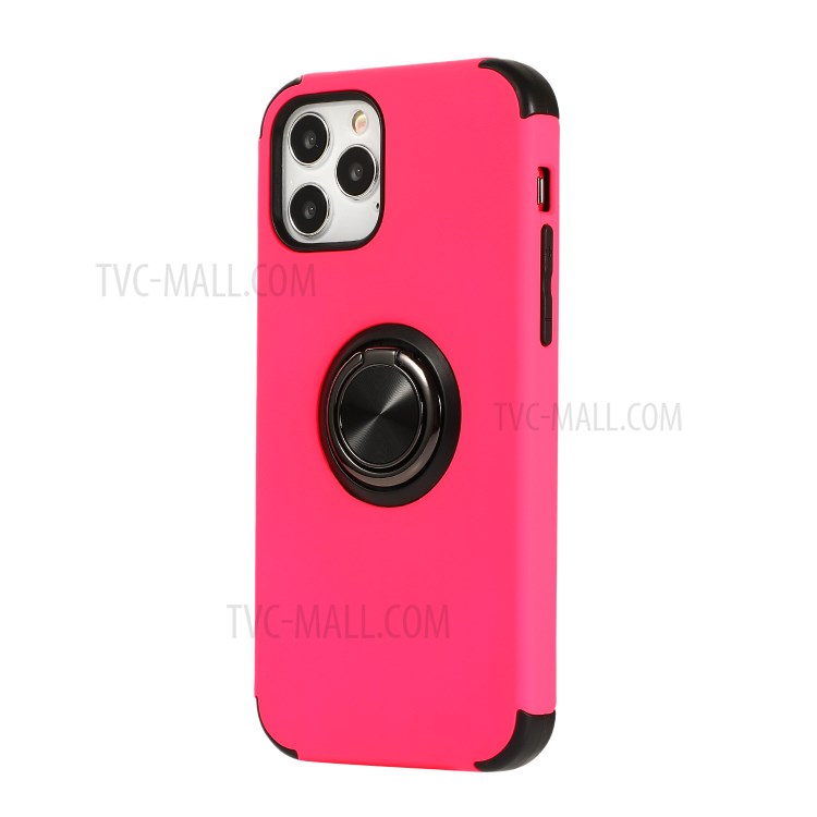 Finger Ring Kickstand Shell TPU + PC Hybrid Cover for iPhone 12 mini - Rose-3