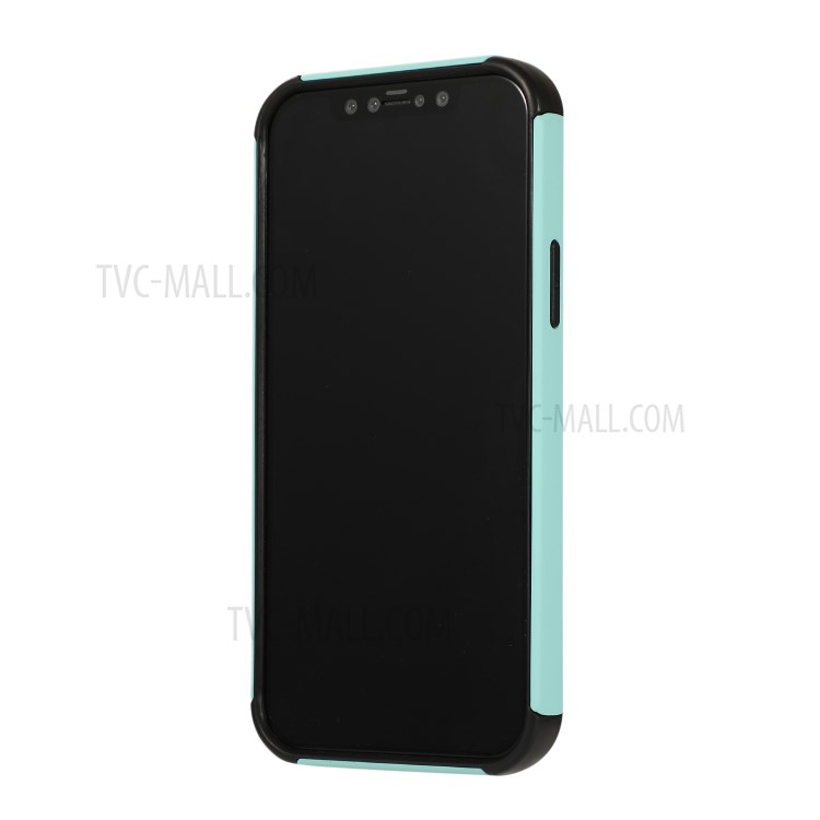 Finger Ring Kickstand Shell TPU + PC Hybrid Cover for iPhone 12 mini - Cyan-2