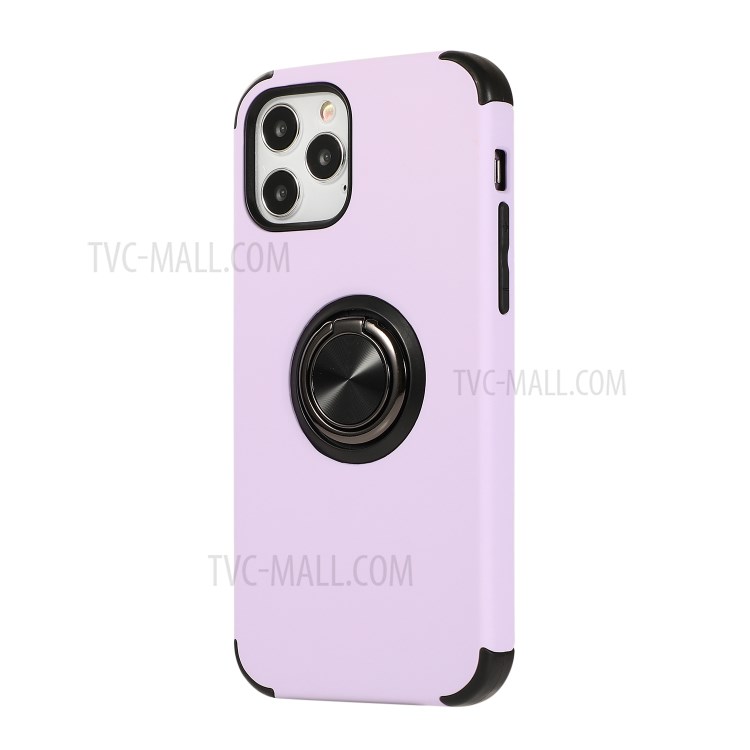Hybrid Cover Finger Ring Kickstand TPU + PC Shell for iPhone 12 Pro Max 6.7 inch - Purple-3