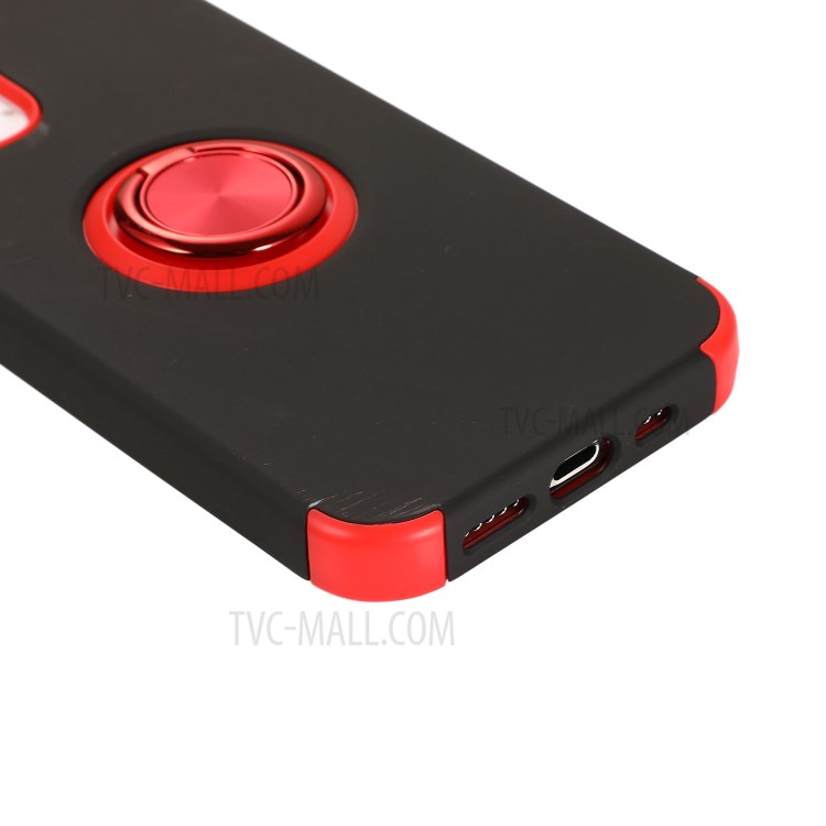 TPU + PC with Finger Ring Kickstand Cover Shell for iPhone 12 Max/12 Pro 6.1 inch - Black / Red-12