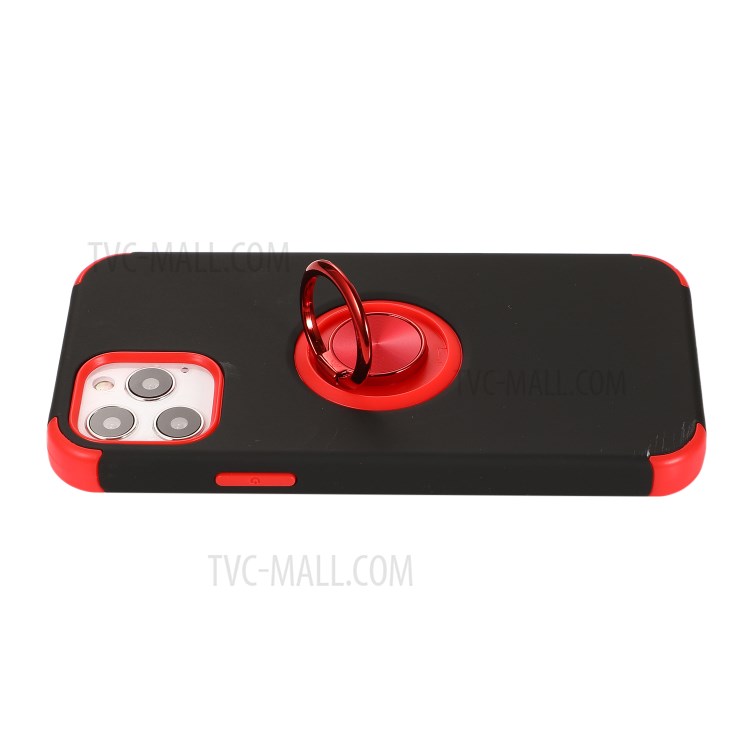 TPU + PC with Finger Ring Kickstand Cover Shell for iPhone 12 Max/12 Pro 6.1 inch - Black / Red-13