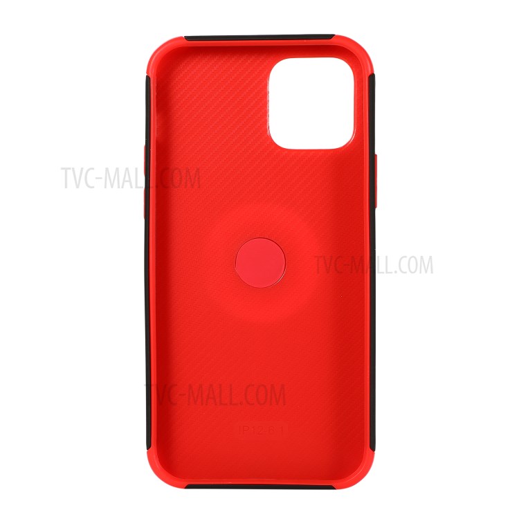 TPU + PC with Finger Ring Kickstand Cover Shell for iPhone 12 Max/12 Pro 6.1 inch - Black / Red-14