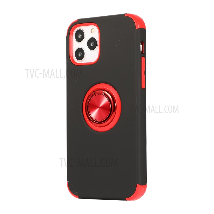 TPU + PC with Finger Ring Kickstand Cover Shell for iPhone 12 Max/12 Pro 6.1 inch - Black / Red-3