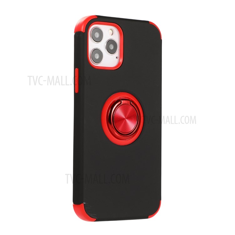 TPU + PC with Finger Ring Kickstand Cover Shell for iPhone 12 Max/12 Pro 6.1 inch - Black / Red-4