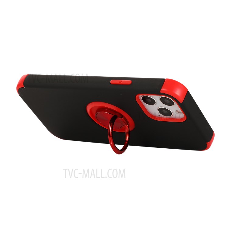 TPU + PC with Finger Ring Kickstand Cover Shell for iPhone 12 Max/12 Pro 6.1 inch - Black / Red-6