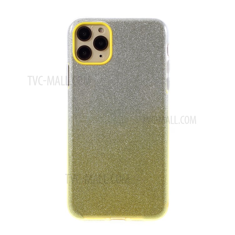 Gradient Color Glittery Powder Paper PC+TPU Hybrid Case for iPhone 11 Pro Max 6.5 inch - Yellow-1
