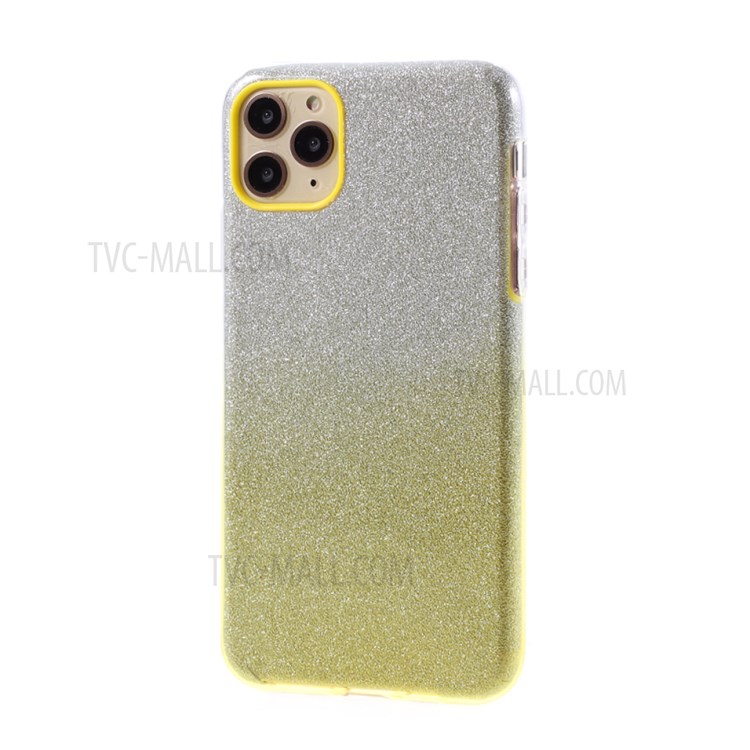 Gradient Color Glittery Powder Paper PC+TPU Hybrid Case for iPhone 11 Pro Max 6.5 inch - Yellow-2