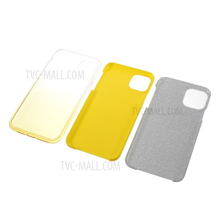 Gradient Color Glittery Powder Paper PC+TPU Hybrid Case for iPhone 11 Pro Max 6.5 inch - Yellow-3