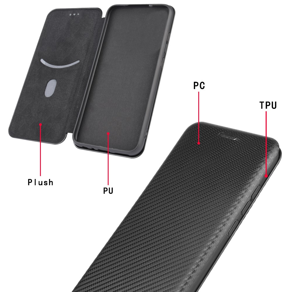 Carbon Fiber Auto-absorbed Stand Leather Mobile Case for iPhone 12 Max/12 Pro 6.1 inch - Black-11