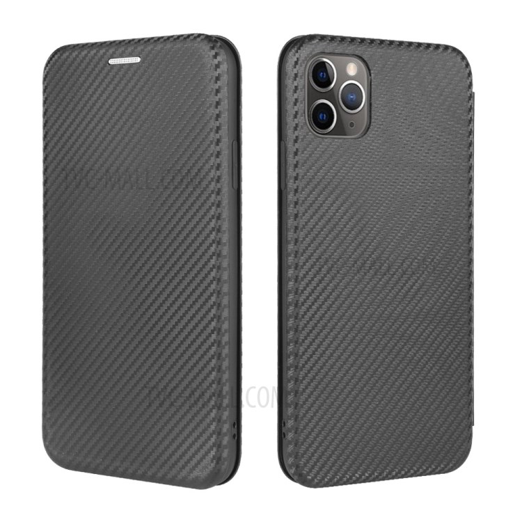 Carbon Fiber Auto-absorbed Leather Mobile Phone Case for iPhone 12 Pro Max 6.7 inch - Black-2