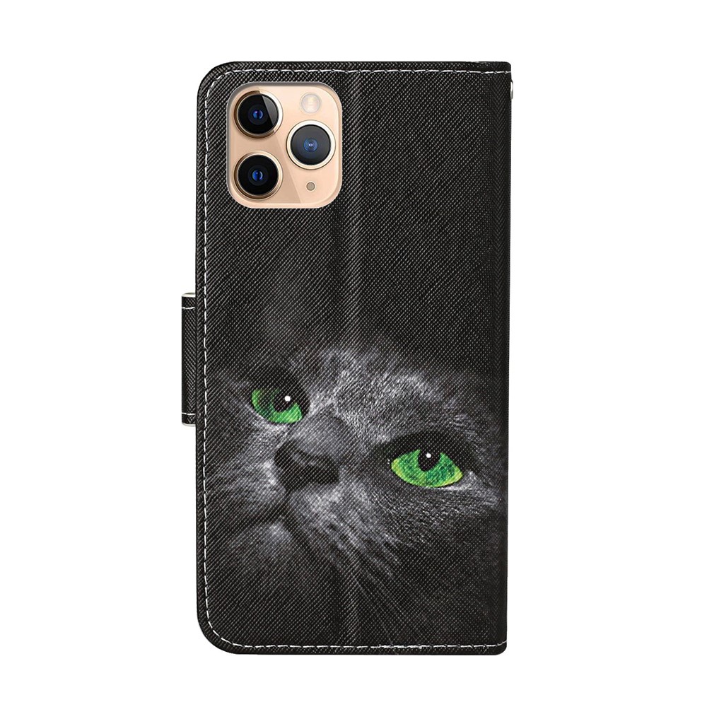 Pattern Printing Case PU Leather Wallet Shell with Stand for iPhone 12 mini - Black Cat-2