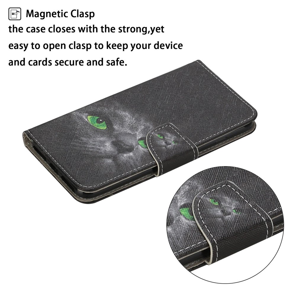 Pattern Printing Case PU Leather Wallet Shell with Stand for iPhone 12 mini - Black Cat-3
