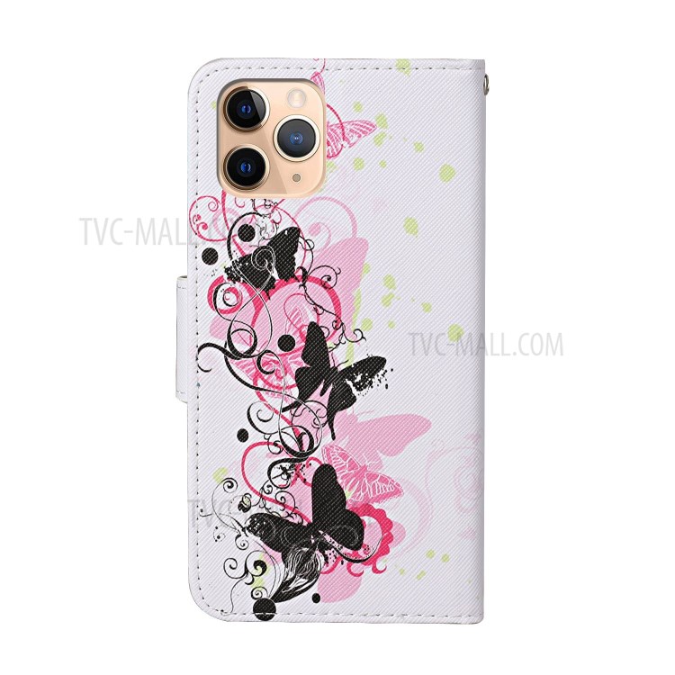 Pattern Printing Case PU Leather Wallet Shell with Stand for iPhone 12 mini - Butterflies-2