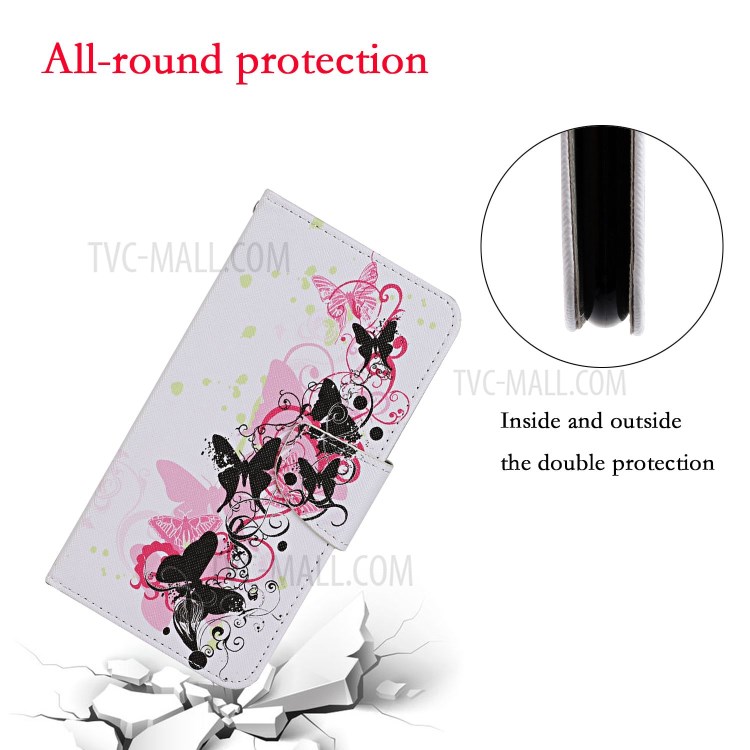 Pattern Printing Case PU Leather Wallet Shell with Stand for iPhone 12 mini - Butterflies-4