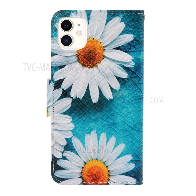 Pattern Printing Stand Leather Shell for iPhone 12 Pro/12 - Daisy-2
