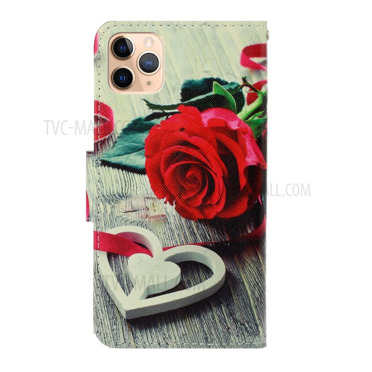 Pattern Printing Wallet Stand Leather Case for iPhone 12 Pro Max 6.7 inch - Rose-2