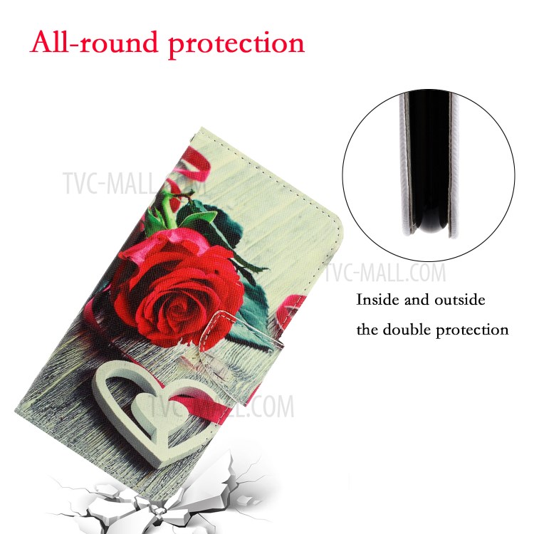 Pattern Printing Wallet Stand Leather Case for iPhone 12 Pro Max 6.7 inch - Rose-4