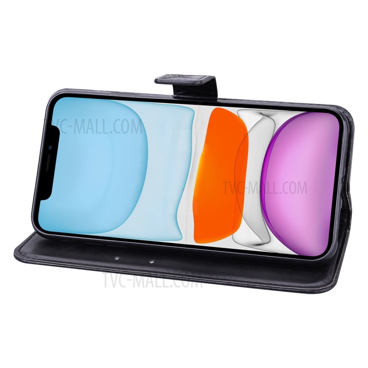 Flower and Tower Pattern Printing Leather Wallet Case with Stand for iPhone 12 Pro Max 6.7-inch - Black-2