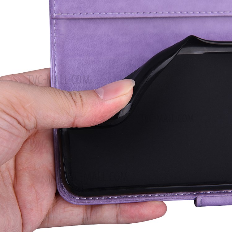 Imprinted Flower and Tower Pattern Leather Wallet Case with Stand for iPhone 12 Pro Max 6.7-inch - Purple-8