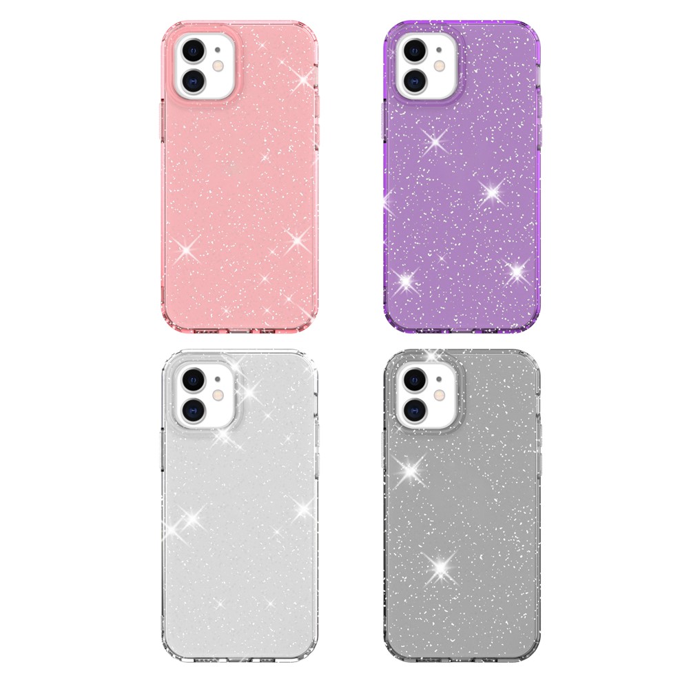 Glittery Powder TPU Phone Case Covering for iPhone 12 Pro/12 - Pink-6