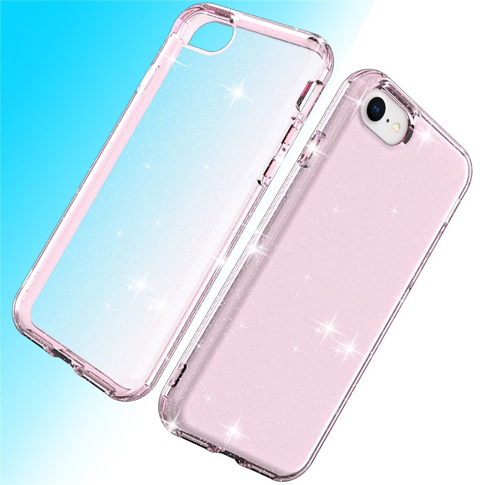 Glittery Powder TPU Phone Case Covering for iPhone SE (2nd Generation) - Pink-2