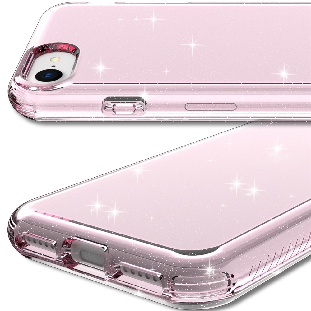 Glittery Powder TPU Phone Case Covering for iPhone SE (2nd Generation) - Pink-3