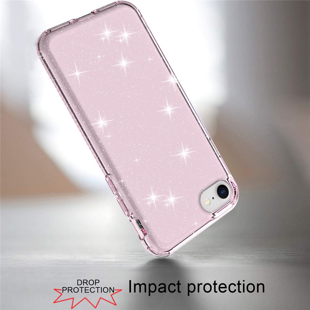 Glittery Powder TPU Phone Case Covering for iPhone SE (2nd Generation) - Pink-4
