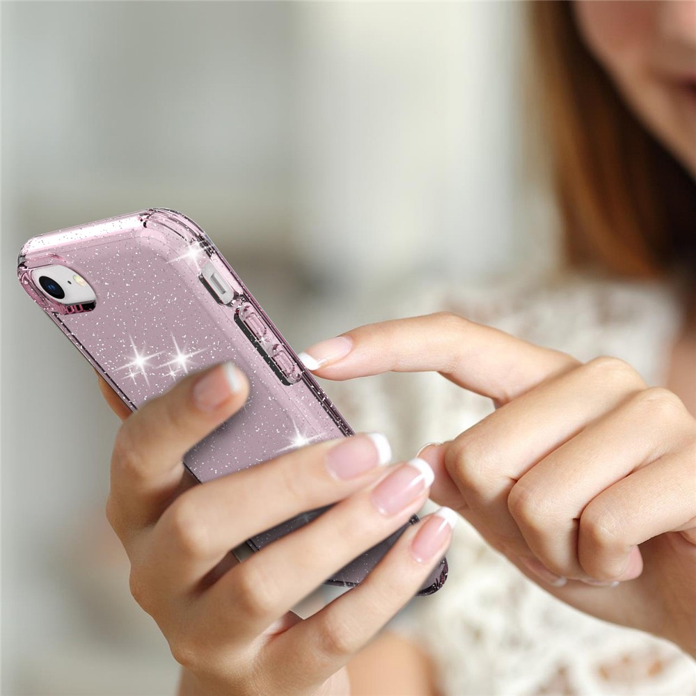 Glittery Powder TPU Phone Case Covering for iPhone SE (2nd Generation) - Pink-5