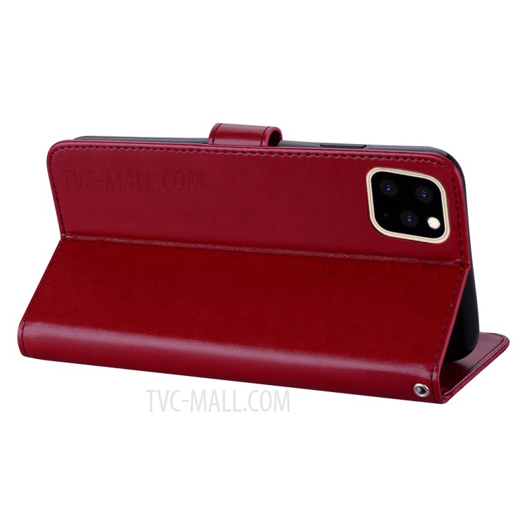Owl Imprint Rhinestone Decor Leather Phone Cover for iPhone 12 Pro/12 - Red-4