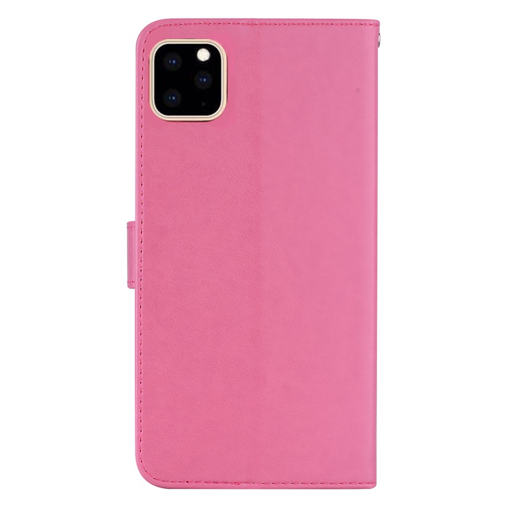 Owl Imprint Rhinestone Decor Leather Phone Cover for iPhone 12 Pro/12 - Pink-3