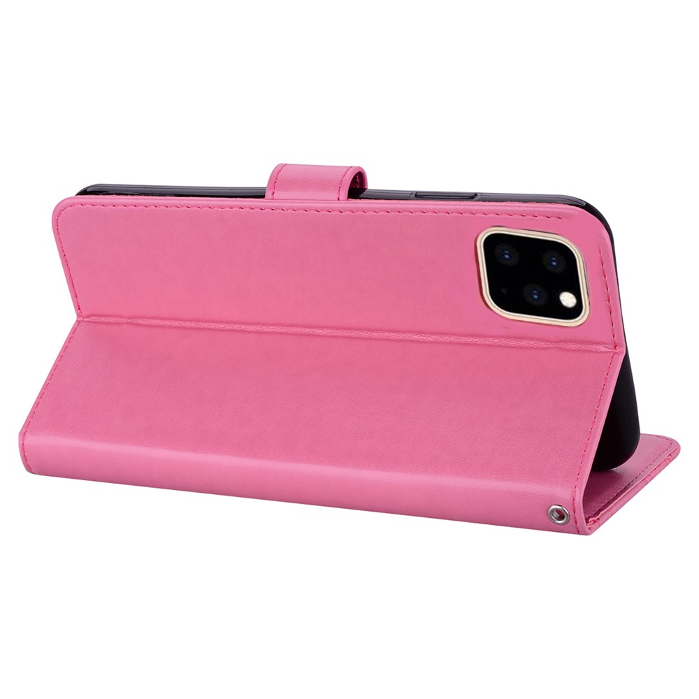 Owl Imprint Rhinestone Decor Leather Phone Cover for iPhone 12 Pro/12 - Pink-4