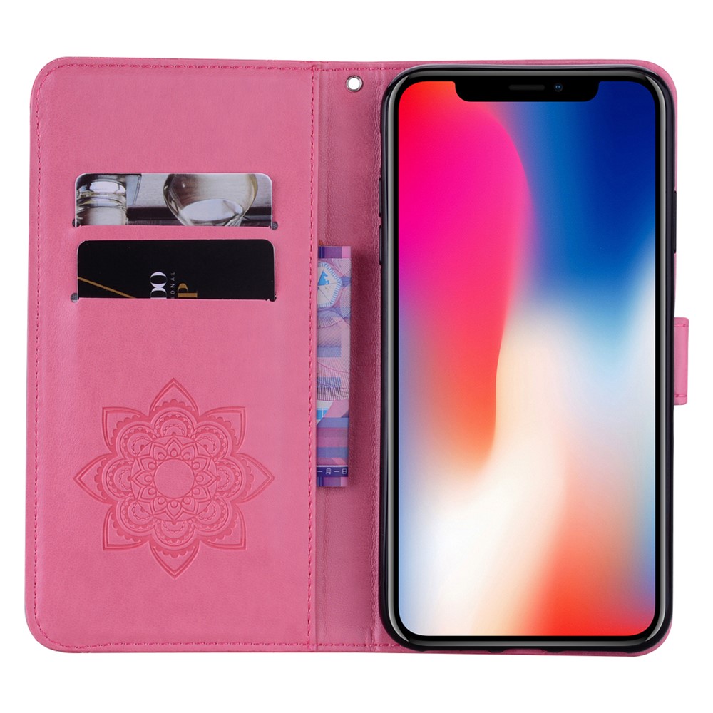 Owl Imprint Rhinestone Decor Leather Phone Cover for iPhone 12 Pro/12 - Pink-5