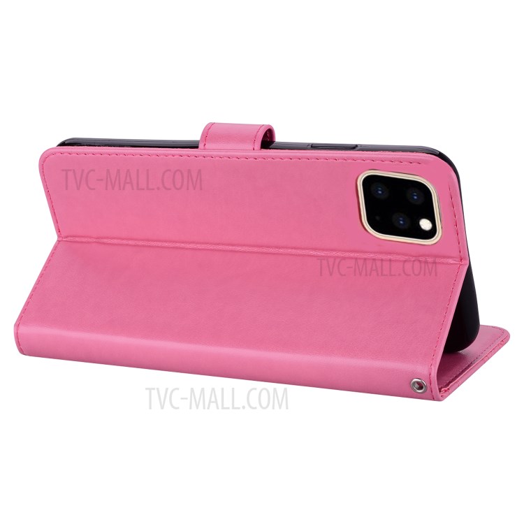 Owl Imprint Rhinestone Decor Leather Phone Shell for iPhone 12 mini - Pink-4