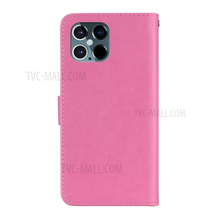 Owl Imprint Wallet Stand Leather Flip Case for iPhone 12 Pro Max 6.7 inch - Pink-4