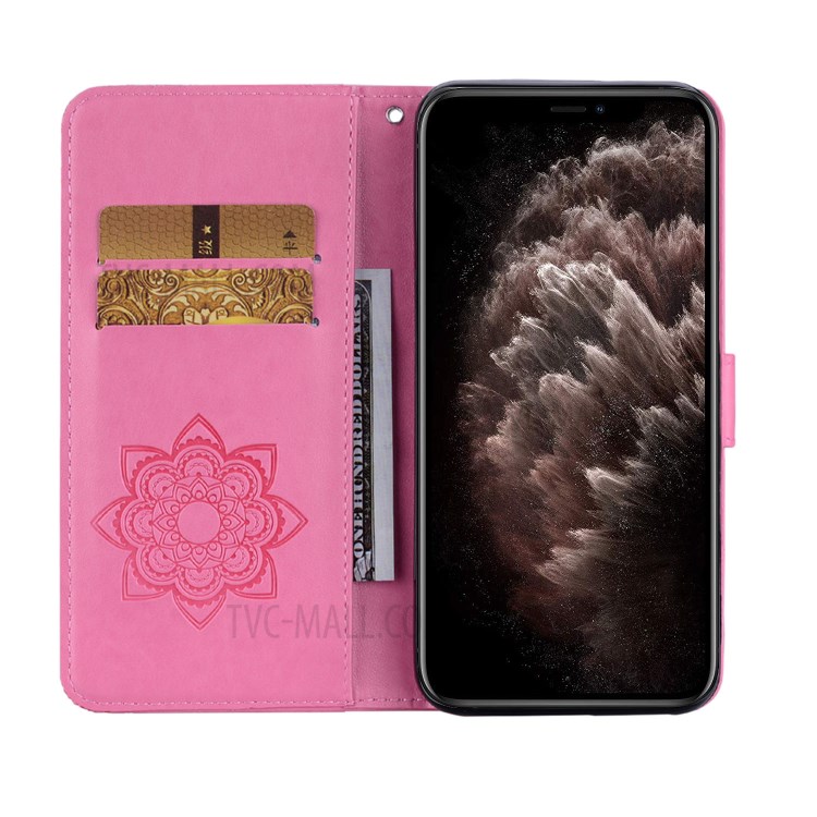Owl Imprint Wallet Stand Leather Flip Case for iPhone 12 Pro Max 6.7 inch - Pink-7