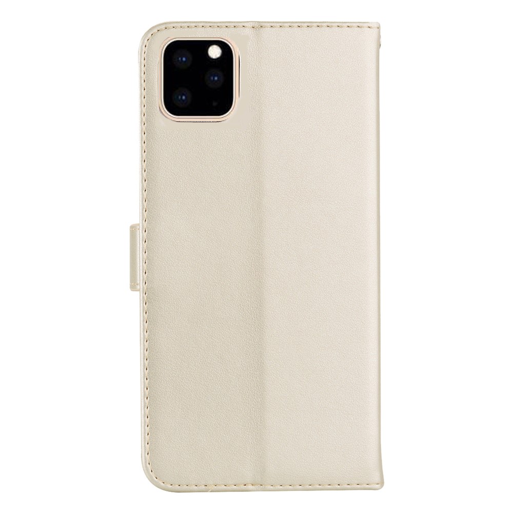 Imprint Owl Flower Leather Wallet Stand Shell for iPhone 12 Pro / iPhone 12 Max 6.1-inch - Gold-3