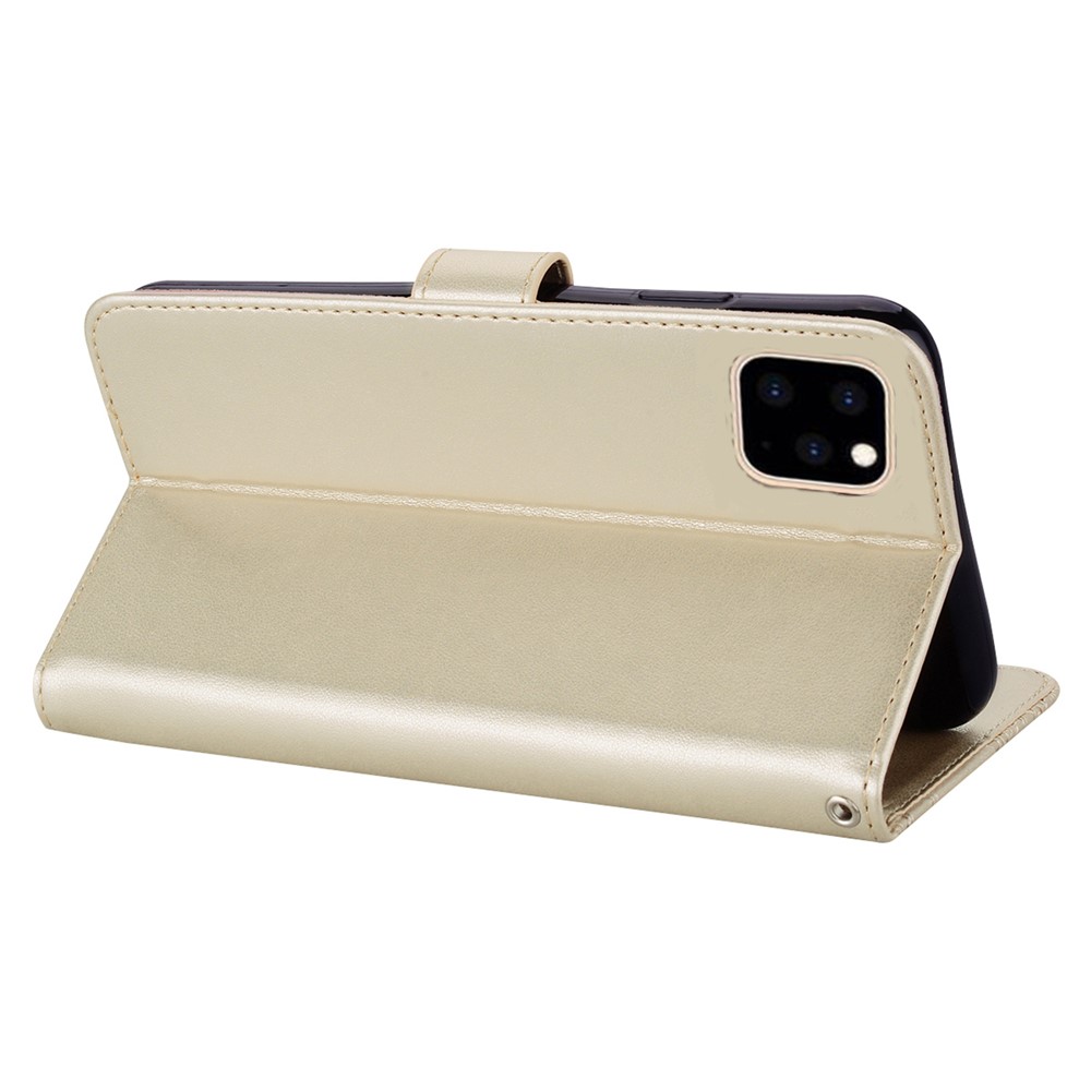 Imprint Owl Flower Leather Wallet Stand Shell for iPhone 12 Pro / iPhone 12 Max 6.1-inch - Gold-5