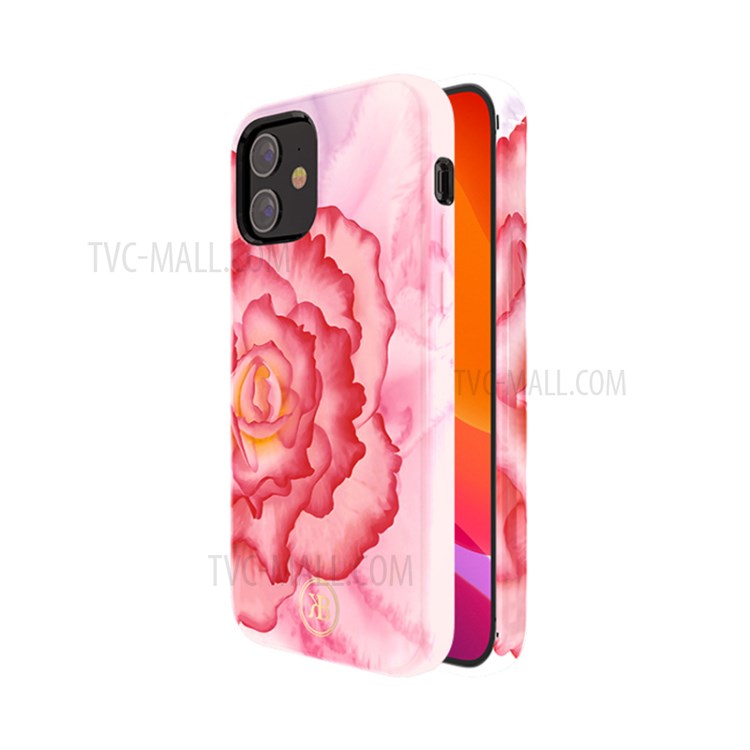 KINGXBAR Peony Flower Pattern TPU Phone Shell for iPhone 12 mini - Pink-1