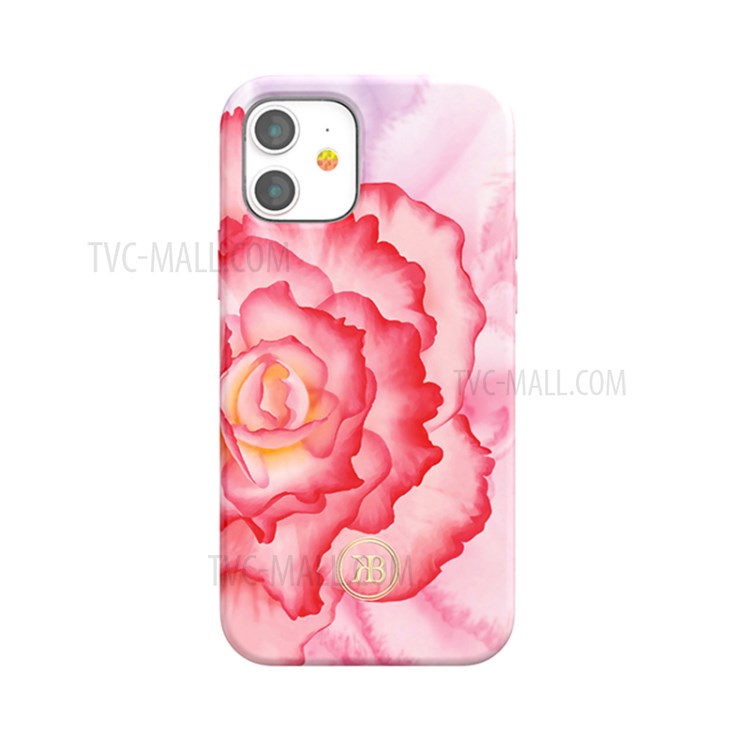 KINGXBAR Peony Flower Pattern TPU Phone Shell for iPhone 12 mini - Pink-2