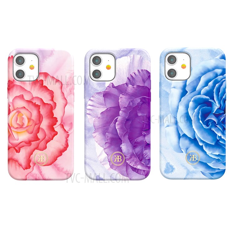 KINGXBAR Peony Flower Pattern TPU Phone Shell for iPhone 12 mini - Pink-3