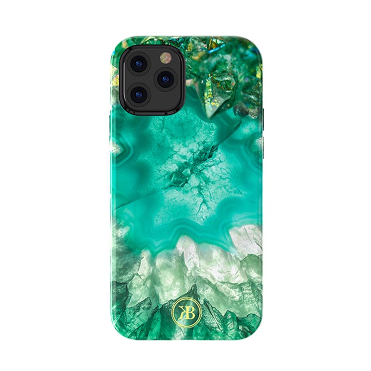 KINGXBAR Crystal Series Water Transfer Printing PC+TPU Combo Case for iPhone 12 Pro/12 - Green-2