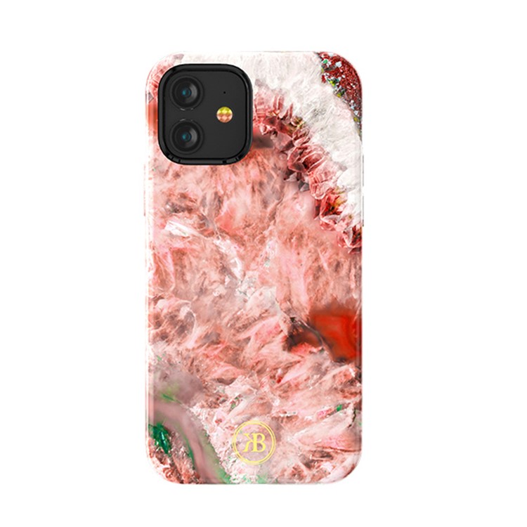 KINGXBAR Crystal Series Water Transfer Printing PC+TPU Hybrid Shell for iPhone 12 5.4 inch - Red-2