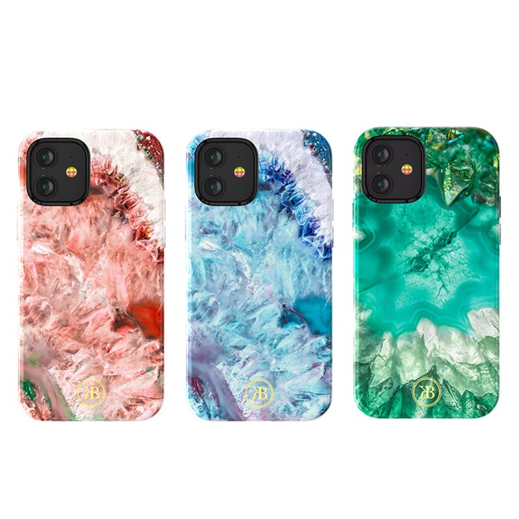 KINGXBAR Crystal Series Water Transfer Printing PC+TPU Hybrid Shell for iPhone 12 5.4 inch - Red-3