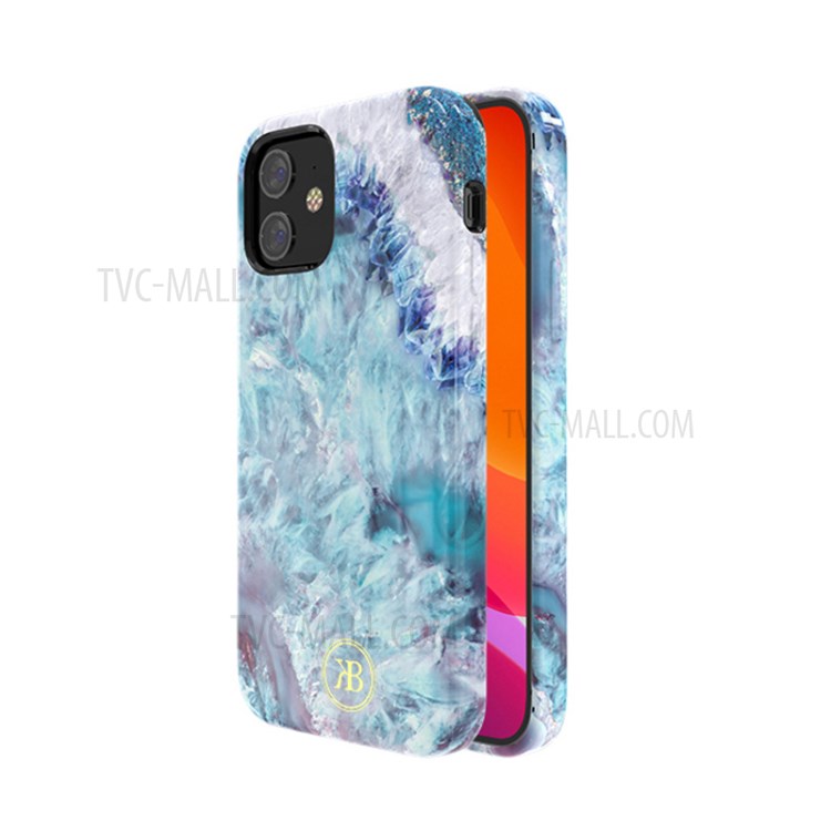 KINGXBAR Crystal Series Water Transfer Printing PC+TPU Hybrid Shell for iPhone 12 mini - Blue-1