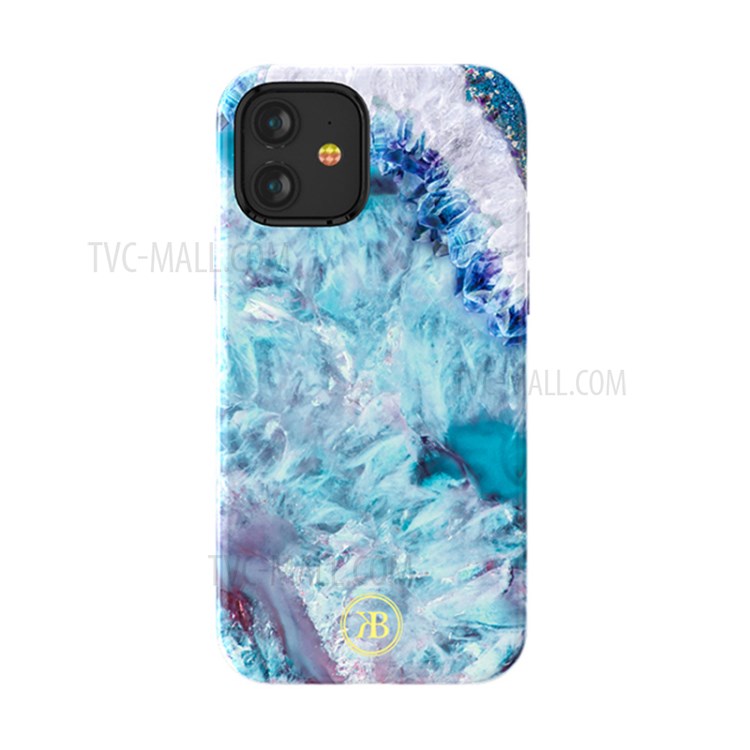 KINGXBAR Crystal Series Water Transfer Printing PC+TPU Hybrid Shell for iPhone 12 mini - Blue-2