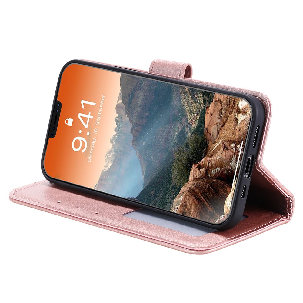 Imprinted Mandala Flower Wallet Leather Flip Cover with Strap for iPhone 12 Pro Max 6.7 inch - Rose Gold-7