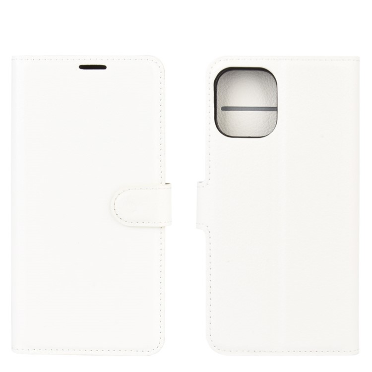 Litchi Texture Leather Willet Shell Stand Case Para Iphone 12 Pro Max 6.7 Pulgadas - Blanco